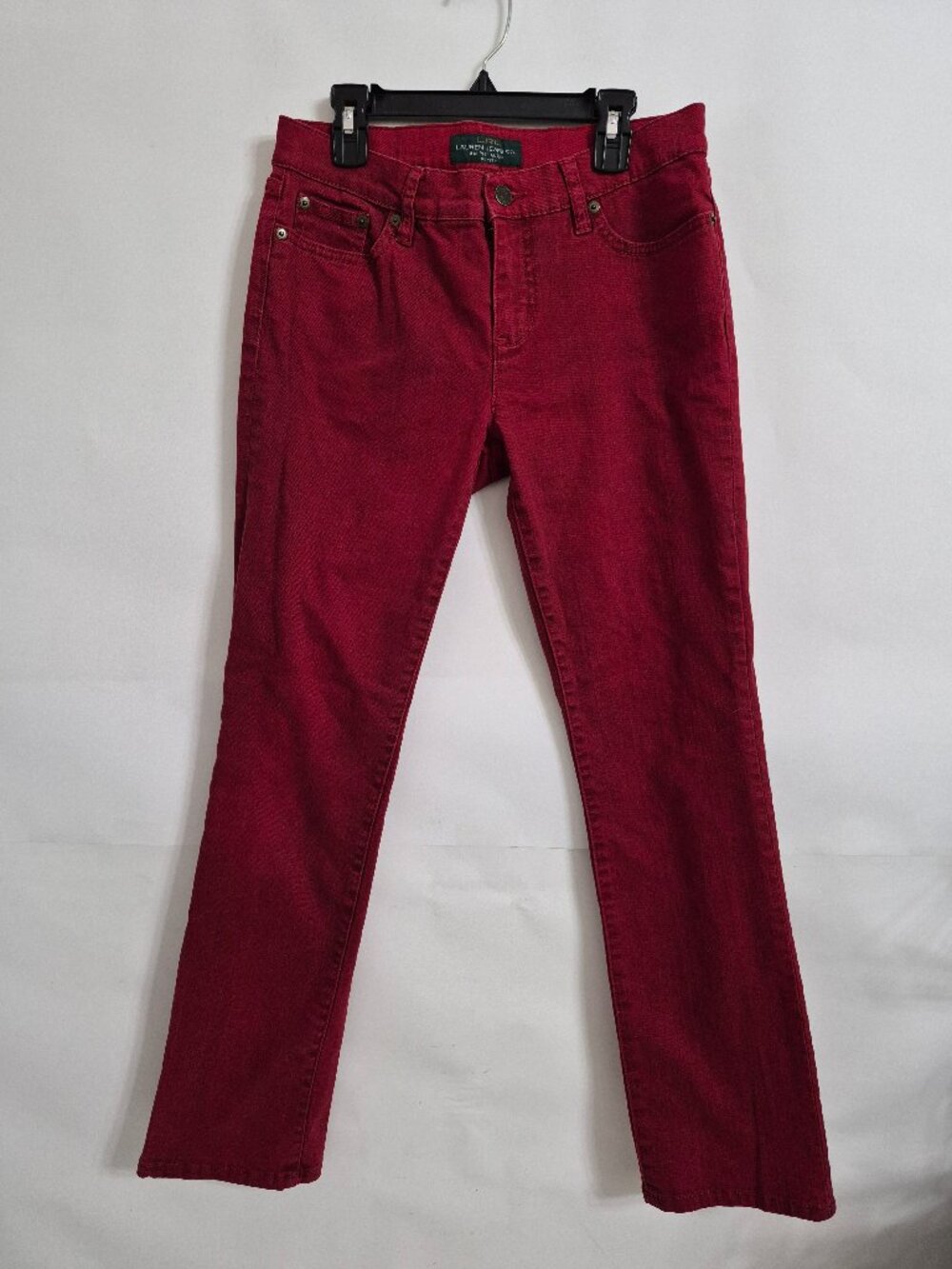 Lauren Jeans Co Ralph Lauren Womens 4P Red Low-Mid Rise Modern Straight Jeans